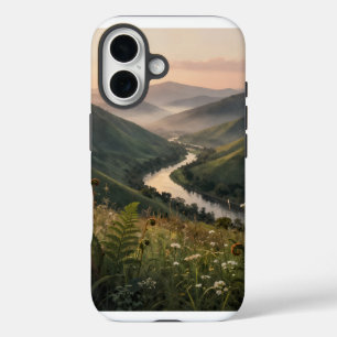 Mountain River Landschaft Kunst Druck iPhone 16 Hü Hülle