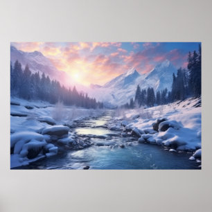 Mountain River Serene Landschaft Art Poster