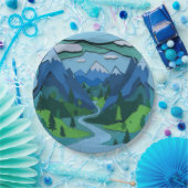 Mountain River Valley Cutout Pappteller (Party)