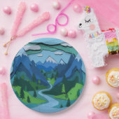 Mountain River Valley Cutout Pappteller (Party)