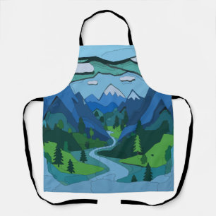 Mountain River Valley Cutout Schürze