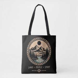 Mountain River Wald Schwarze Tragetasche Tasche