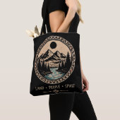 Mountain River Wald Schwarze Tragetasche Tasche (Von Nahem)