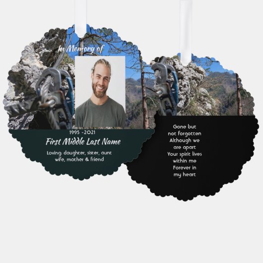 Mountain Rock Climbing Memorial Keepsake Ornament Karte (Vorderseite/Rückseite)