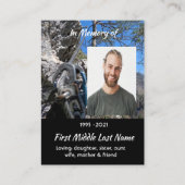 Mountain Rock Climbing Memorial Keepsake  Visitenkarte (Vorderseite)