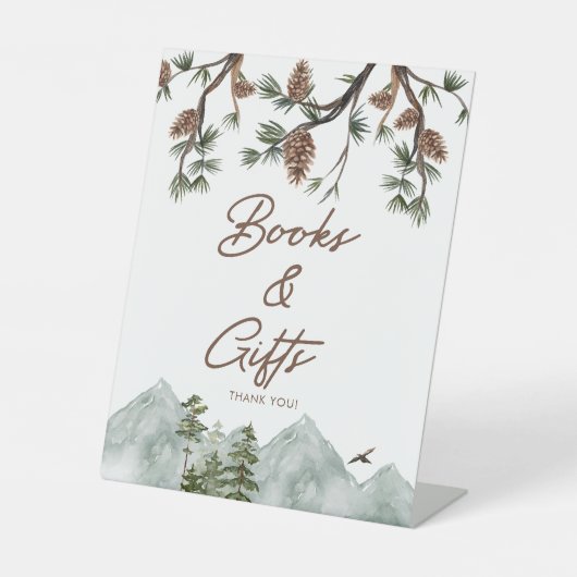 Mountain Rustic Baby Duschbücher und Geschenke Sockelschild (Vorderseite)