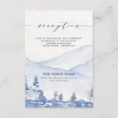 Mountain Rustic Blue Watercolor Empfang Begleitkarte (Vorderseite)