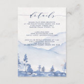 Mountain Rustic Blue Watercolor Wedding Details Begleitkarte (Vorderseite)
