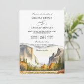 Mountain Rustic Forest Budget QR Code Wedding Einladung (Stehend Vorderseite)