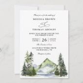 Mountain Rustic Forest Budget QR Code Wedding Einladung (Vorderseite)