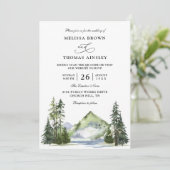 Mountain Rustic Forest Budget QR Code Wedding Einladung (Stehend Vorderseite)