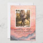 Mountain Rustic Sunset Watercolor Wedding Foto Save The Date (Vorderseite)