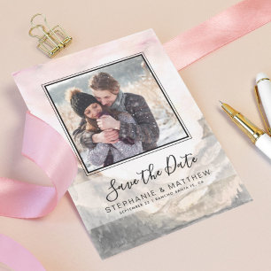Mountain Rustic Watercolor Wedding Foto Save The Date