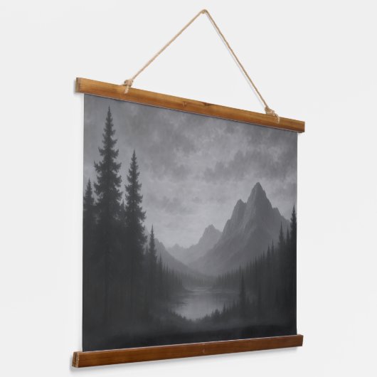 Mountain Scape Tapestry Wandteppich Mit Holzrahmen (Gewinkelt)