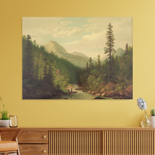 Mountain scene, 2 men, 1 fishing Leinwanddruck (Insitu (Wohnzimmer))