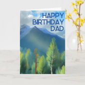Mountain Scene Painting Happy Birthday Vater Card Karte (Gelbe Blume)