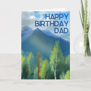 Mountain Scene Painting Happy Birthday Vater Card Karte