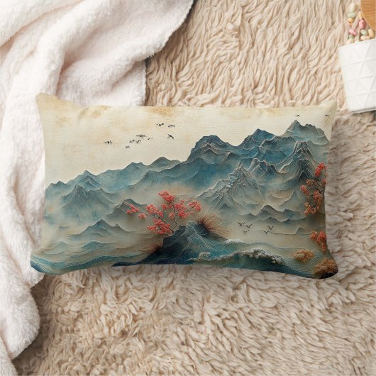 Mountain & Sea Panorama, 2-Sided Design, Lendenkissen (Decke)