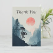 Mountain & Setting Sun Danke Karte (Stehend Vorderseite)