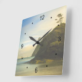 Mountain Side Ocean View Quadratische Wanduhr (Winkel)