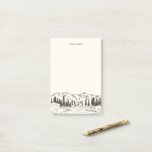 Mountain Sketch Personalized Post-it Klebezettel (Auf Schreibtisch)