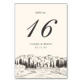 Mountain Sketch Tischnummer Card (Vorderseite)