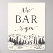 Mountain Sketch Wedding Bar Sign Poster (Vorne)