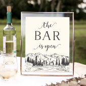 Mountain Sketch Wedding Bar Sign Poster