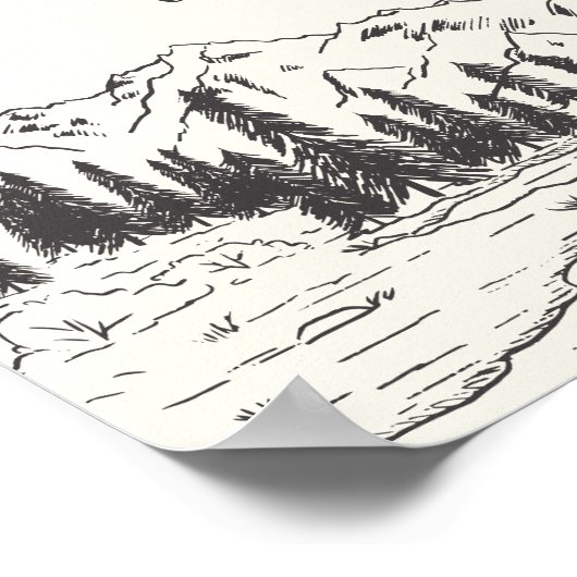 Mountain Sketch Wedding Dessert Table Sign Poster (Ecke)