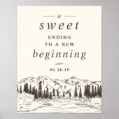 Mountain Sketch Wedding Dessert Table Sign Poster (Vorne)