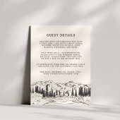 Mountain Sketch Wedding Guest Details Card Begleitkarte