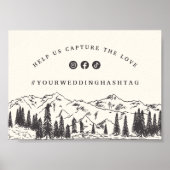 Mountain Sketch Wedding Hashtag Sign Poster (Vorne)