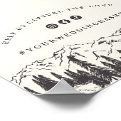 Mountain Sketch Wedding Hashtag Sign Poster (Ecke)