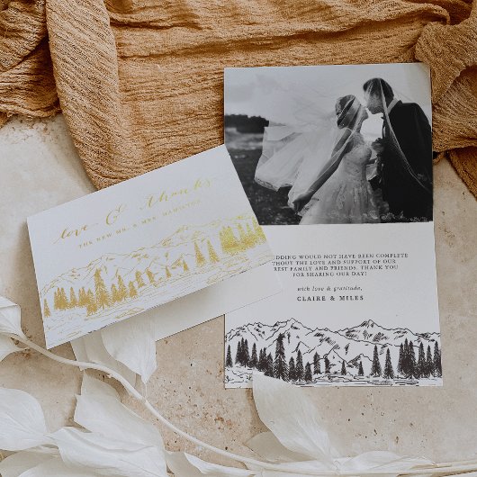 Mountain Sketch Wedding Vielen Dank Folienkarte