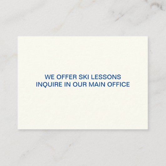 Mountain Ski Resort/Ski Vermietung /Skiunterricht Visitenkarte (Rückseite)