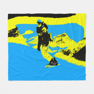 Mountain Snowboarden - Snowboarder Fleece Blanket