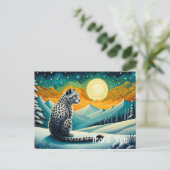 Mountain Snowy Night Snow Leopard Postkarte (Stehend Vorderseite)