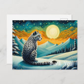 Mountain Snowy Night Snow Leopard Postkarte (Vorne/Hinten)