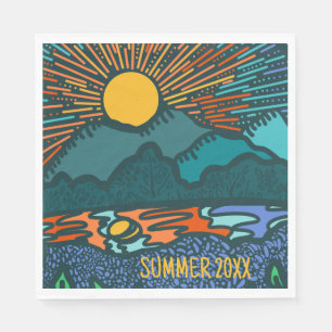 Mountain Sonnenuntergang Personalisiertes Camping Serviette