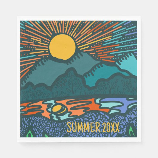 Mountain Sonnenuntergang Personalisiertes Camping Serviette (Vorderseite)