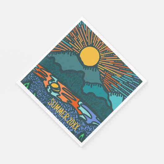 Mountain Sonnenuntergang Personalisiertes Camping Serviette (Ecke)