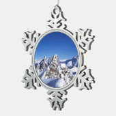 Mountain St Anton Austria Holiday Card Poster Pho Schneeflocken Zinn-Ornament (Rechts)