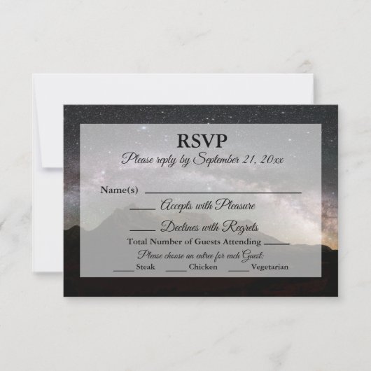 Mountain Stars Wedding RSVP Karte (Vorderseite)