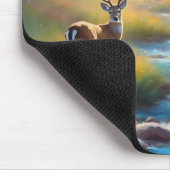 Mountain Stream Deer Wildblumen Sonnenaufgangsmale Mousepad (Ecke)