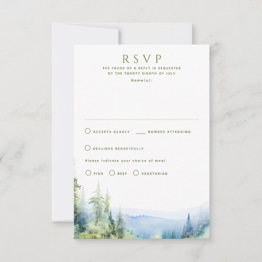 Mountain Summer Wedding RSVP Cards (Vorderseite)