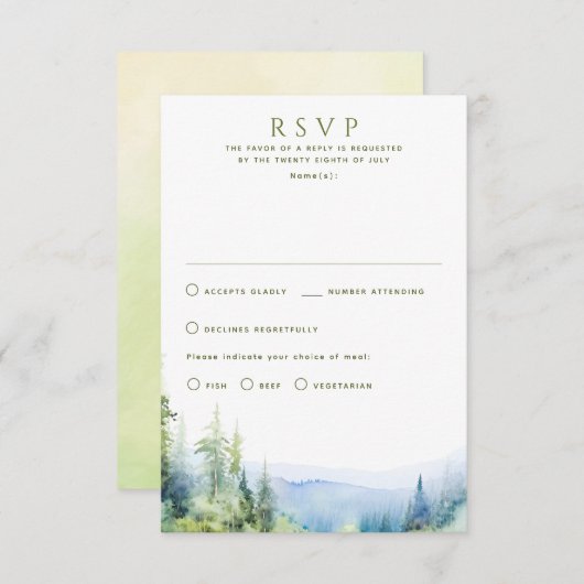 Mountain Summer Wedding RSVP Cards (Vorne/Hinten)