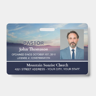 Mountain Sunrise Blue Church Membership Clergy ID Ausweis