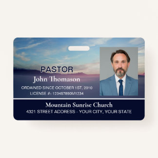Mountain Sunrise Blue Church Membership Clergy ID Ausweis
