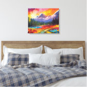 Mountain Sunrise Colorful Impressionistische Kunst Leinwanddruck (Insitu (Schlafzimmer))