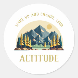 Mountain Sunrise Hiker Runder Aufkleber